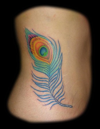 Tattoos - Aaron Goolsby - Vibrant Peacock Feather